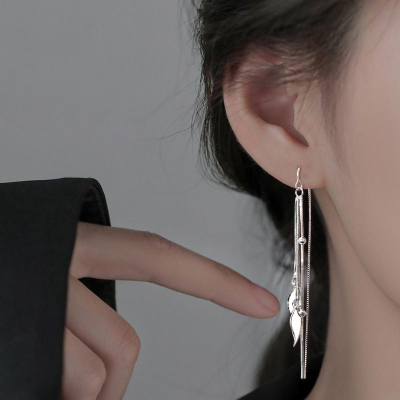 Diamond-shaped Tassel Earrings - White Gold Copper Diamond-shaped Tassel Earrings