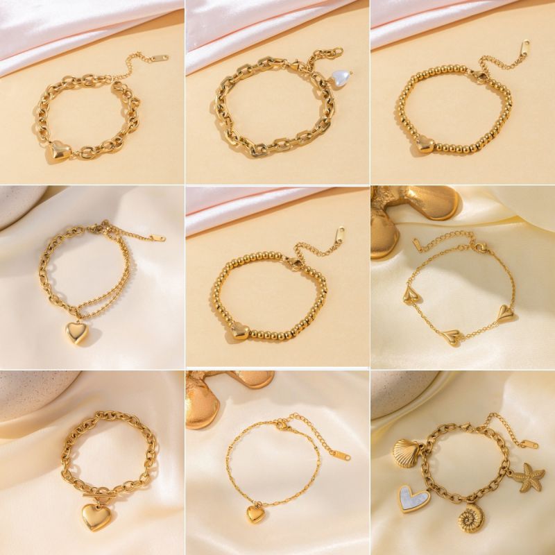 Double Heart Bracelet Gold Double Heart Bracelet