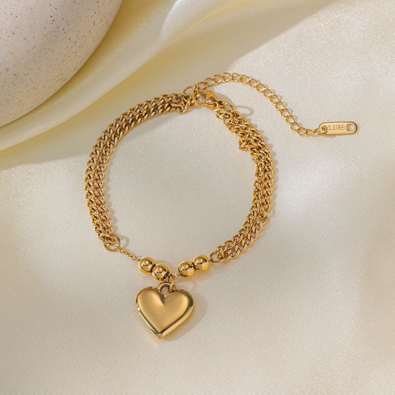 Double Heart Bracelet Gold Double Heart Bracelet
