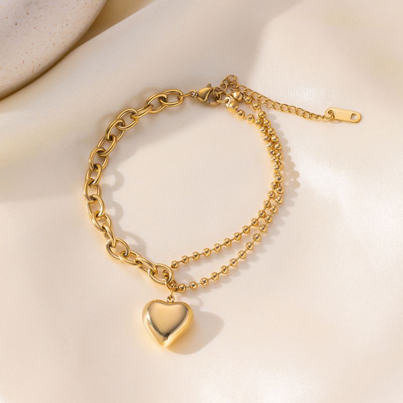 Double Heart Bracelet Gold Double Heart Bracelet