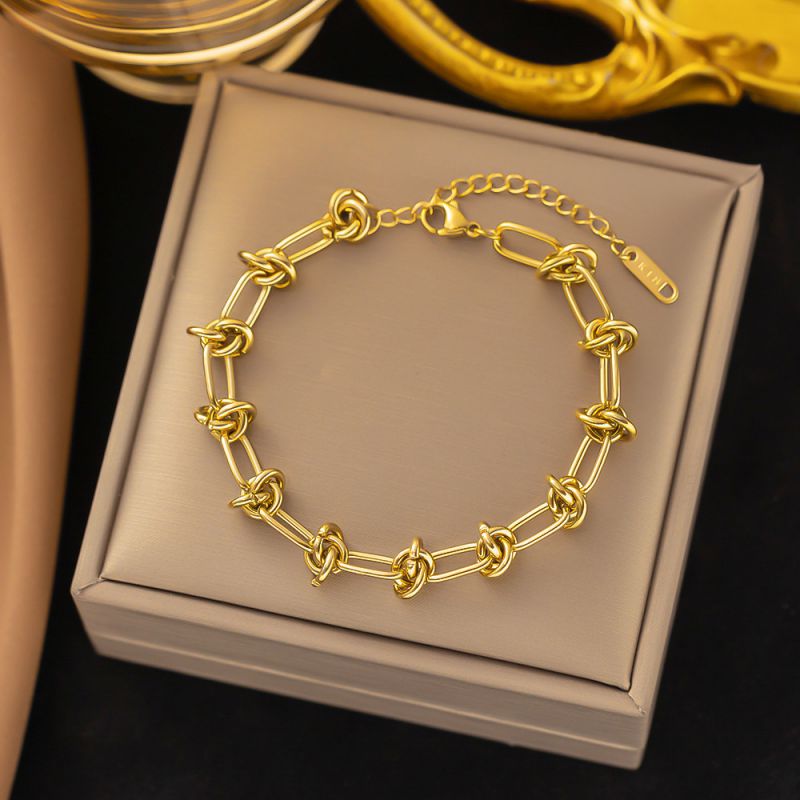 Double Heart Bracelet Gold Titanium Steel Double Heart Bracelet