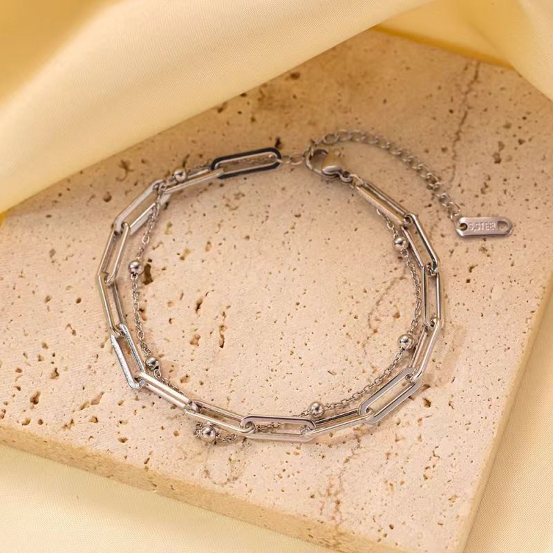 Double Heart Bracelet Gold Titanium Steel Double Heart Bracelet