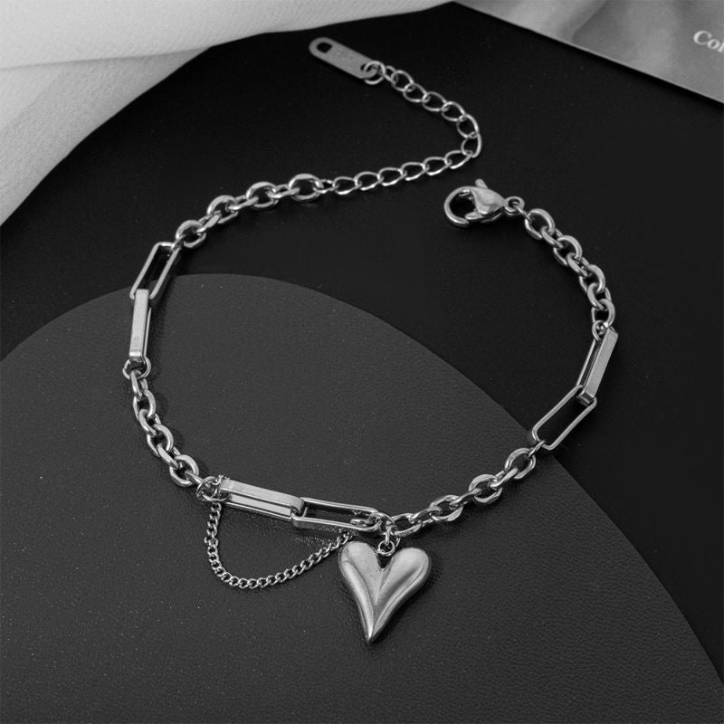 Double Heart Bracelet Gold Titanium Steel Double Heart Bracelet