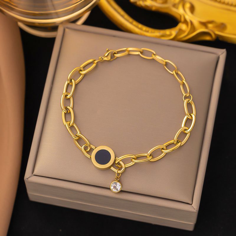 Double Heart Bracelet Gold Titanium Steel Double Heart Bracelet