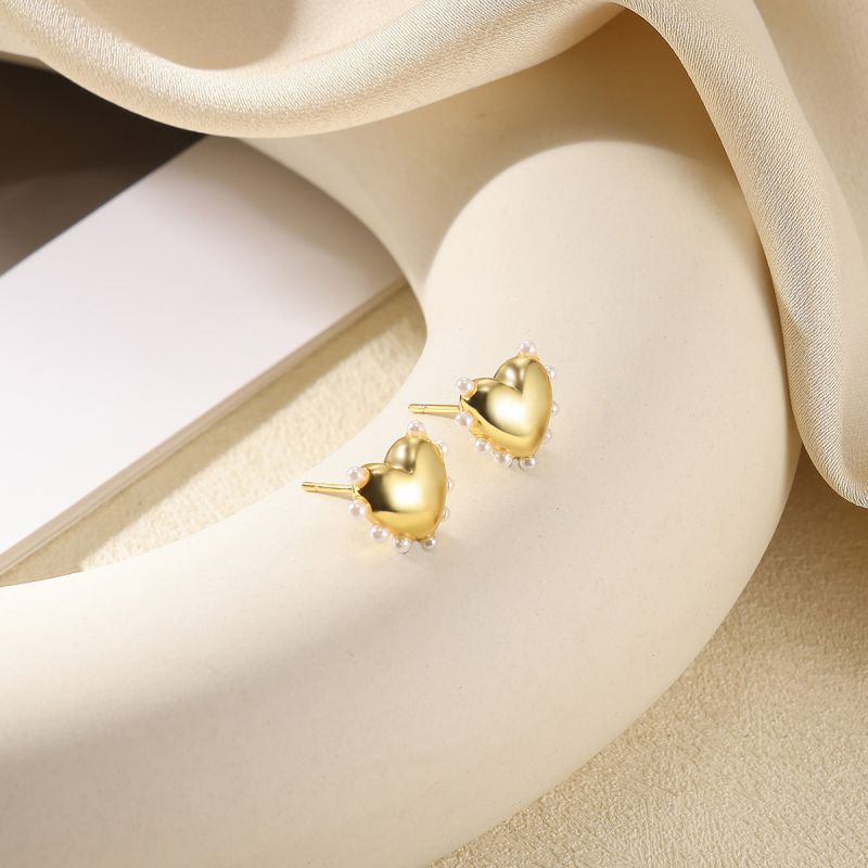 Earring 1# Stainless Steel Brushed Bow Pearl Earrings