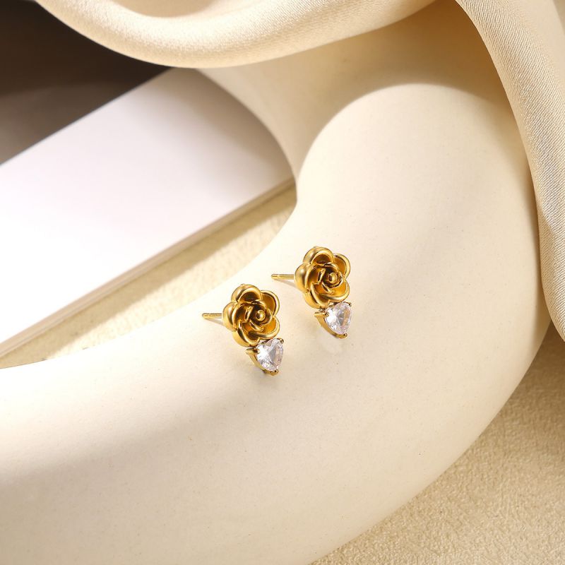 Earring 1# Stainless Steel Brushed Bow Pearl Earrings