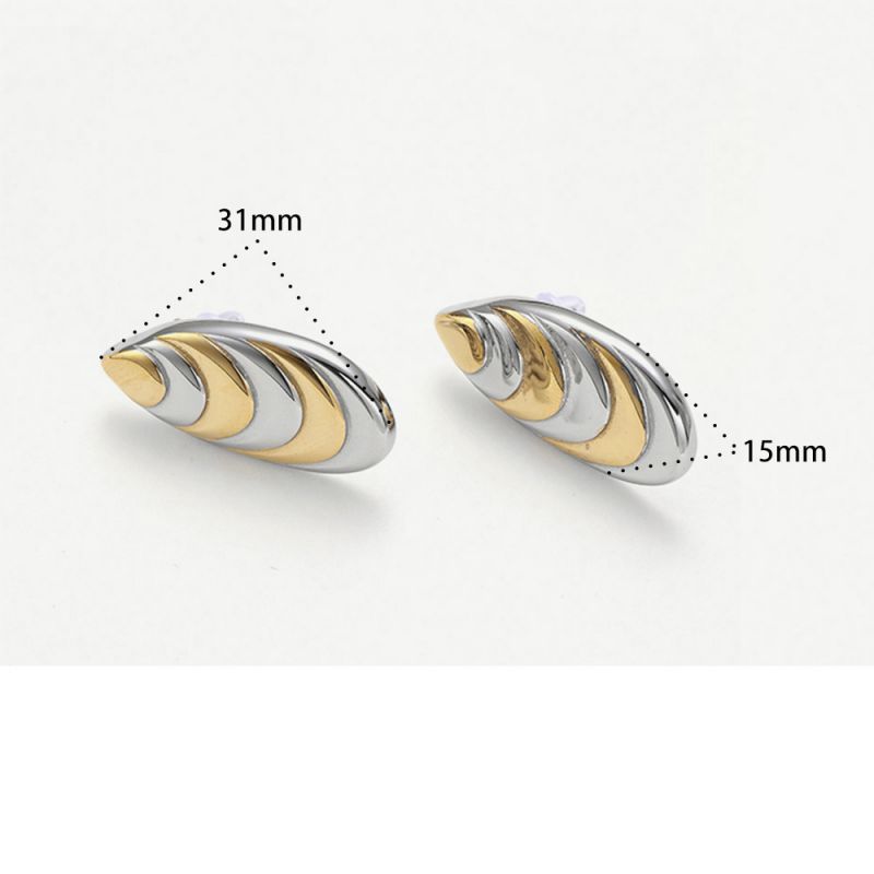 Earring 1# Stainless Steel Contrasting Teardrop Earrings