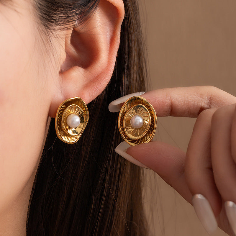 Earring 1# Stainless Steel Pearl Earrings