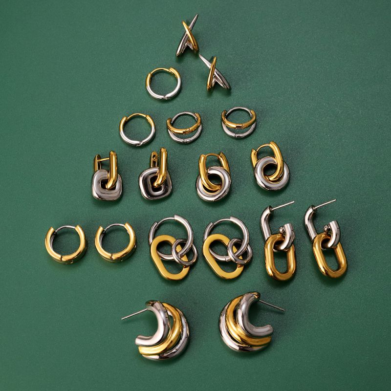 Earring #1 Stainless Steel Two-tone Double-layer Earrings