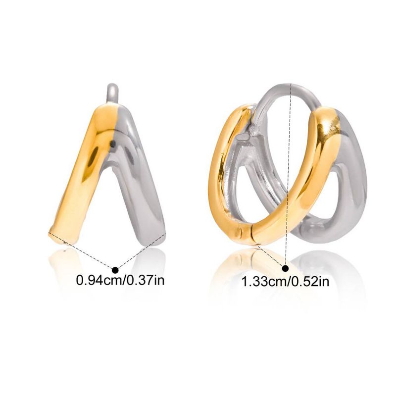 Earring #1 Stainless Steel Two-tone Double-layer Earrings