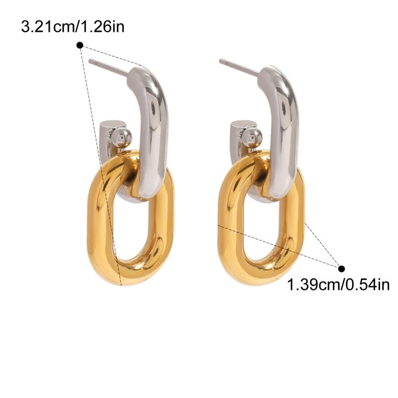 Earring #1 Stainless Steel Two-tone Double-layer Earrings