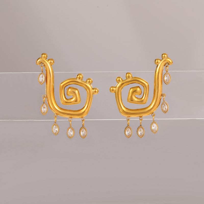 Earring #2 Stainless Steel Diamond-encrusted Irregular Earrings