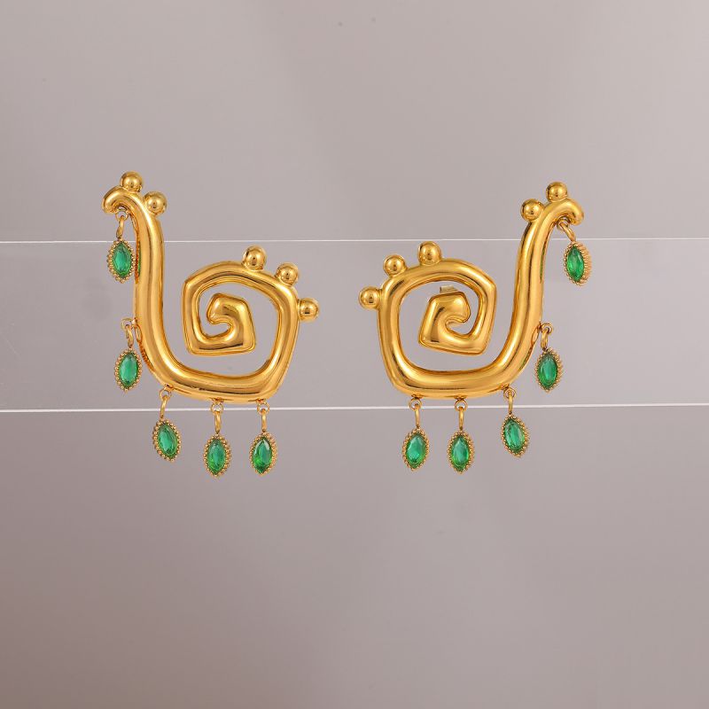 Earring #2 Stainless Steel Diamond-encrusted Irregular Earrings