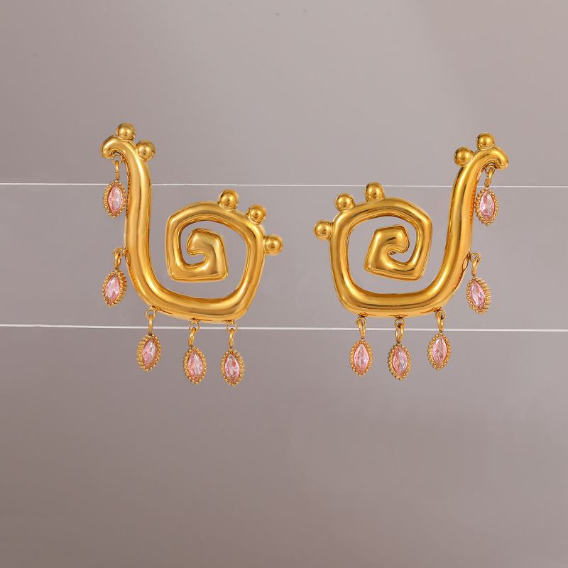 Earring #2 Stainless Steel Diamond-encrusted Irregular Earrings