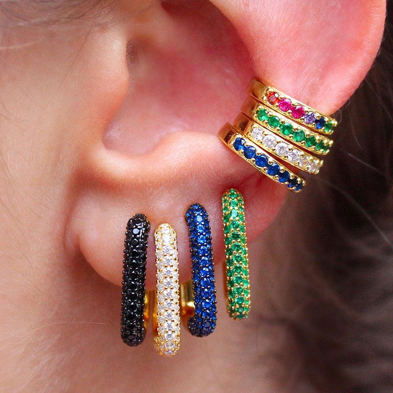 Earring #3 Copper Diamond-encrusted Round Ear Clips