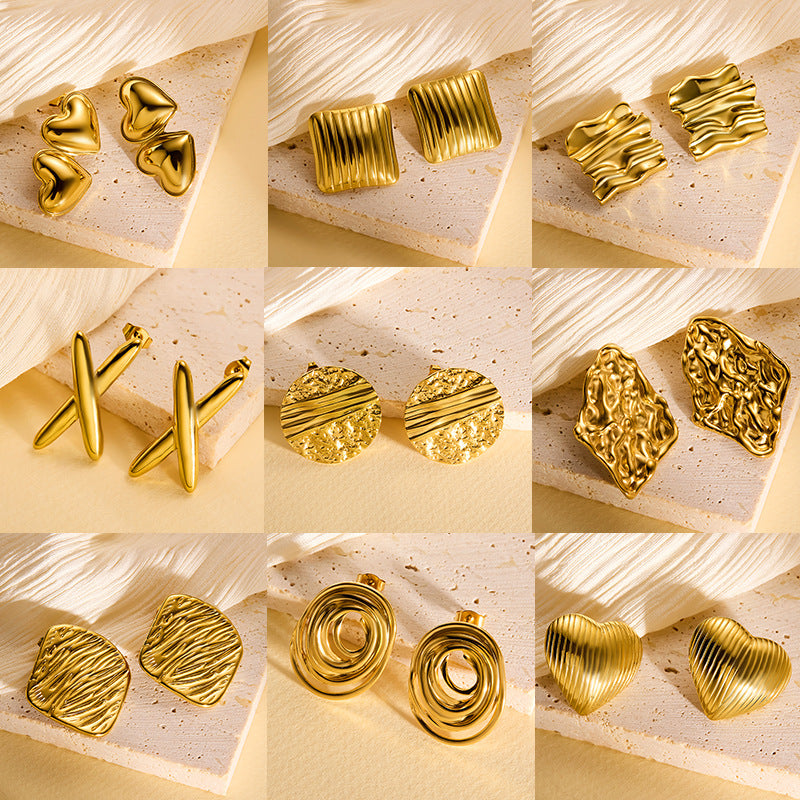 Earring #5 Titanium Steel Pleated Earrings