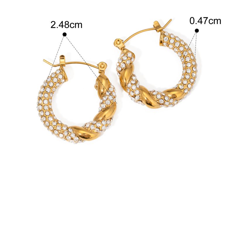 Earrings 1 Stainless Steel Moon Earrings With Diamonds