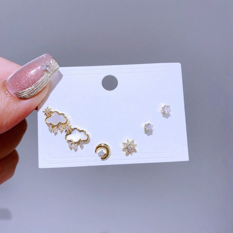 Earrings Set 43 Copper Inlaid Zirconium Geometric Earrings Set