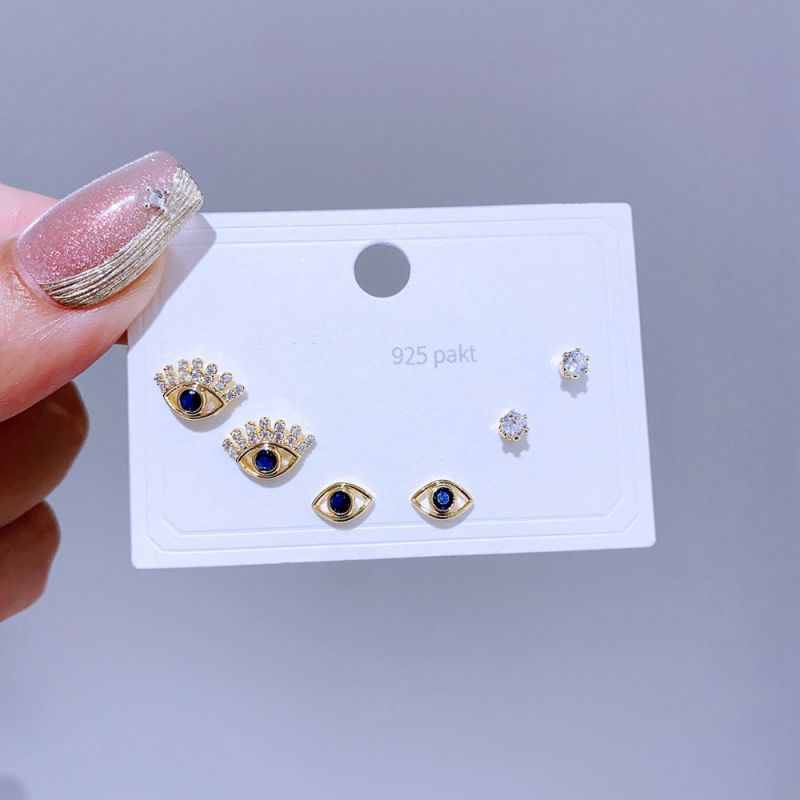 Earrings Set 43 Copper Inlaid Zirconium Geometric Earrings Set