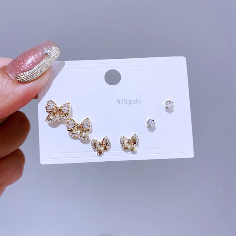 Earrings Set 43 Copper Inlaid Zirconium Geometric Earrings Set