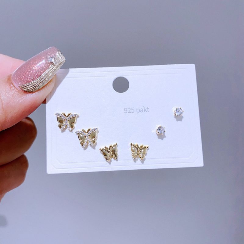 Earrings Set 43 Copper Inlaid Zirconium Geometric Earrings Set