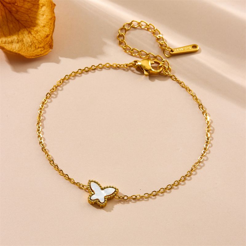 Earrings (gold And Black Shell) Titanium Steel Butterfly Earrings