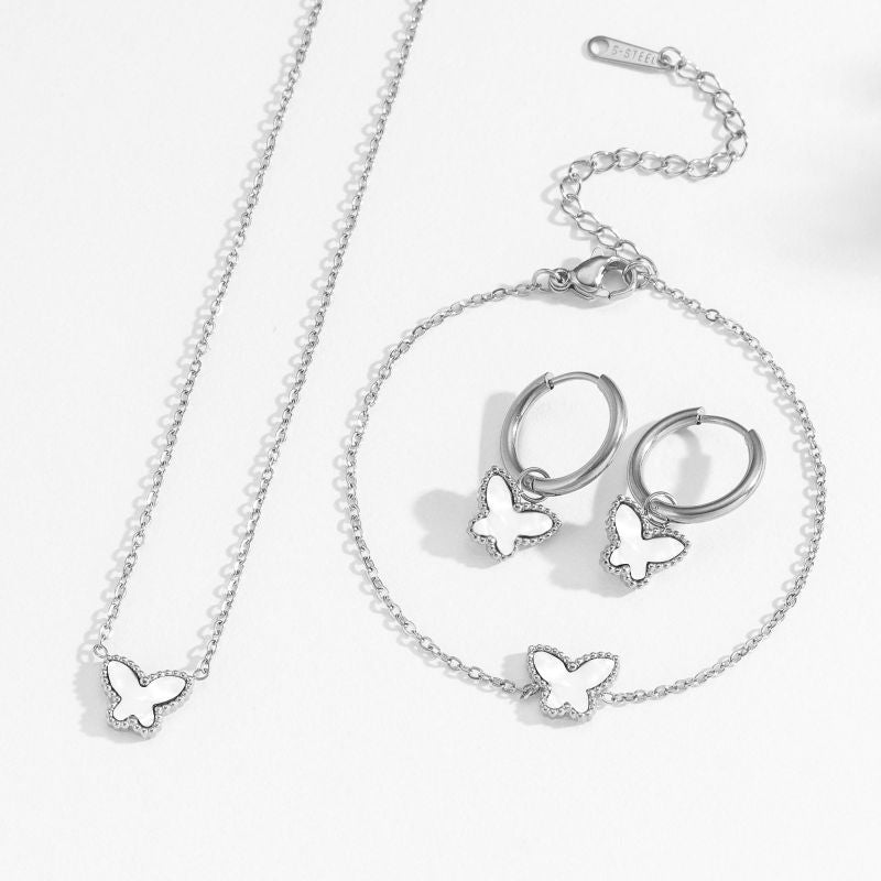 Earrings (gold And Black Shell) Titanium Steel Butterfly Earrings