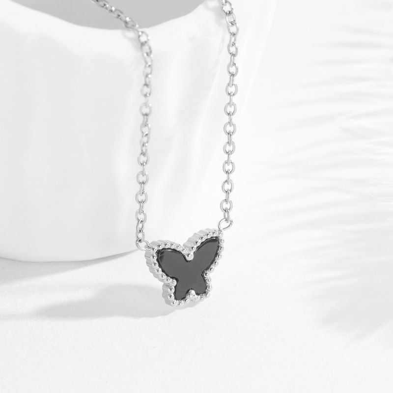 Earrings (gold And Black Shell) Titanium Steel Butterfly Earrings