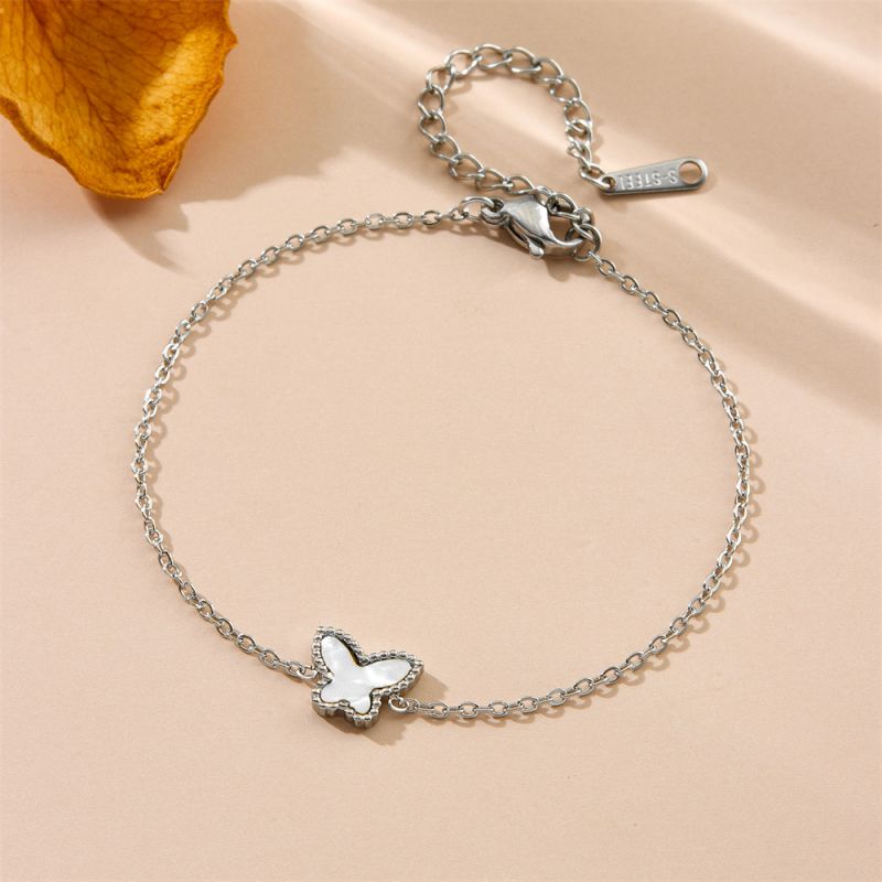 Earrings (gold And Black Shell) Titanium Steel Butterfly Earrings