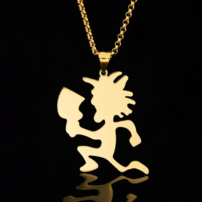 Empty Building Men's Fitness Running Necklace Silver Stainless Steel Cartoon Character Necklace