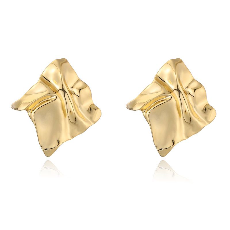F Style Gold 1 Pair Copper Geometric Pleated Earrings