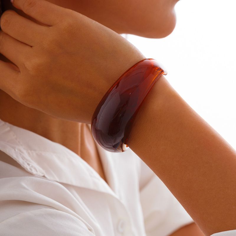 Fashion 01 Orange Resin Curved Texture Bracelet