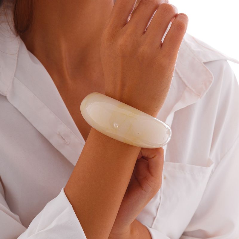 Fashion 01 Orange Resin Curved Texture Bracelet