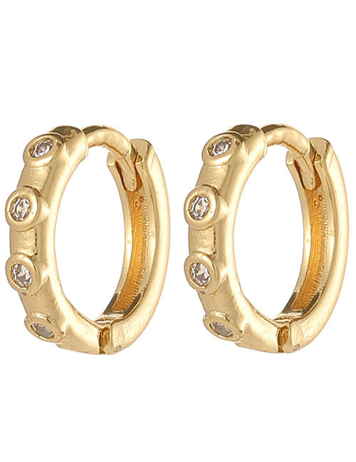 Fashion 1# Copper Inlaid Diamond Geometric Ear Ring