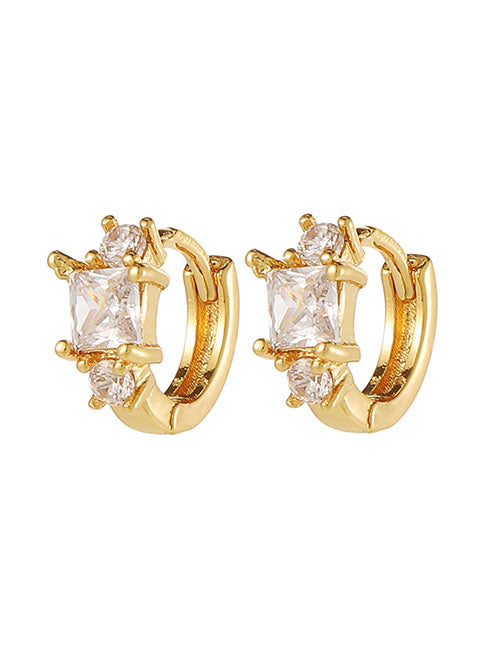 Fashion 1# Copper Inlaid Diamond Geometric Ear Ring