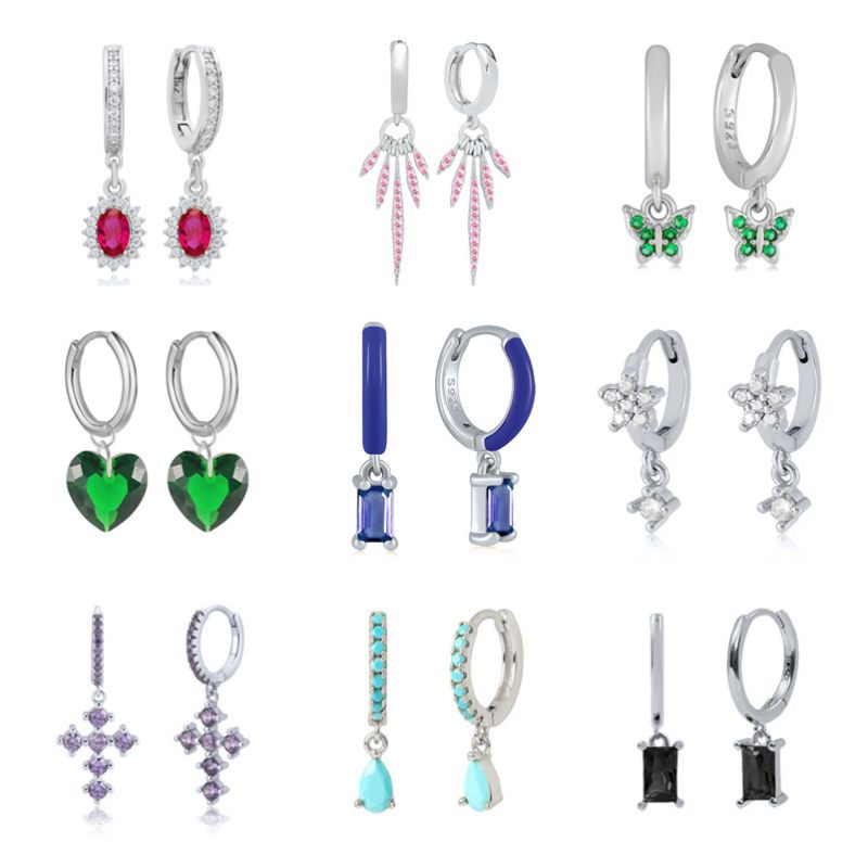 Fashion 1# Copper Inlaid Zirconium Geometric Earrings