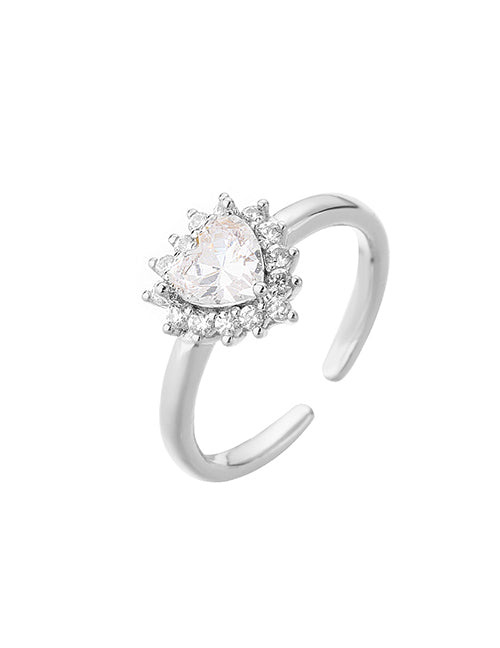 Fashion 1# Copper Set Square Diamond Open Ring