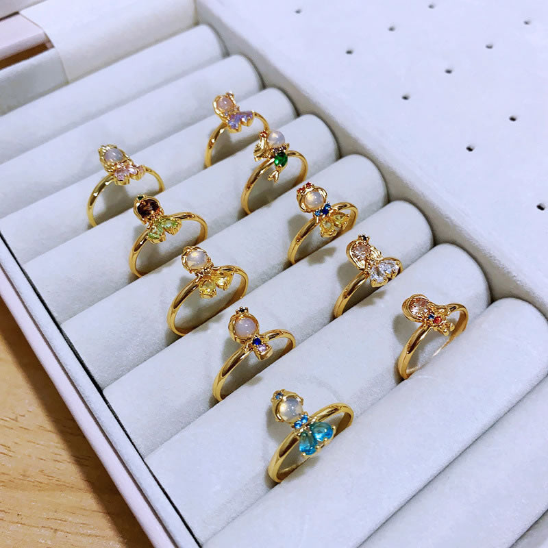 Fashion 1# Gold Plated Copper Zirconia Princess Ring