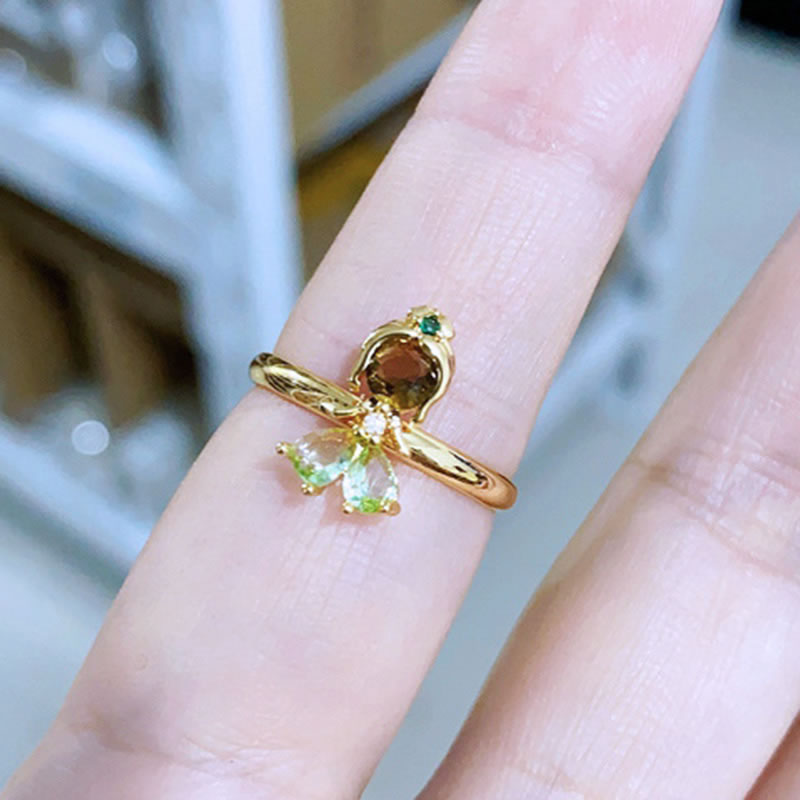 Fashion 1# Gold Plated Copper Zirconia Princess Ring