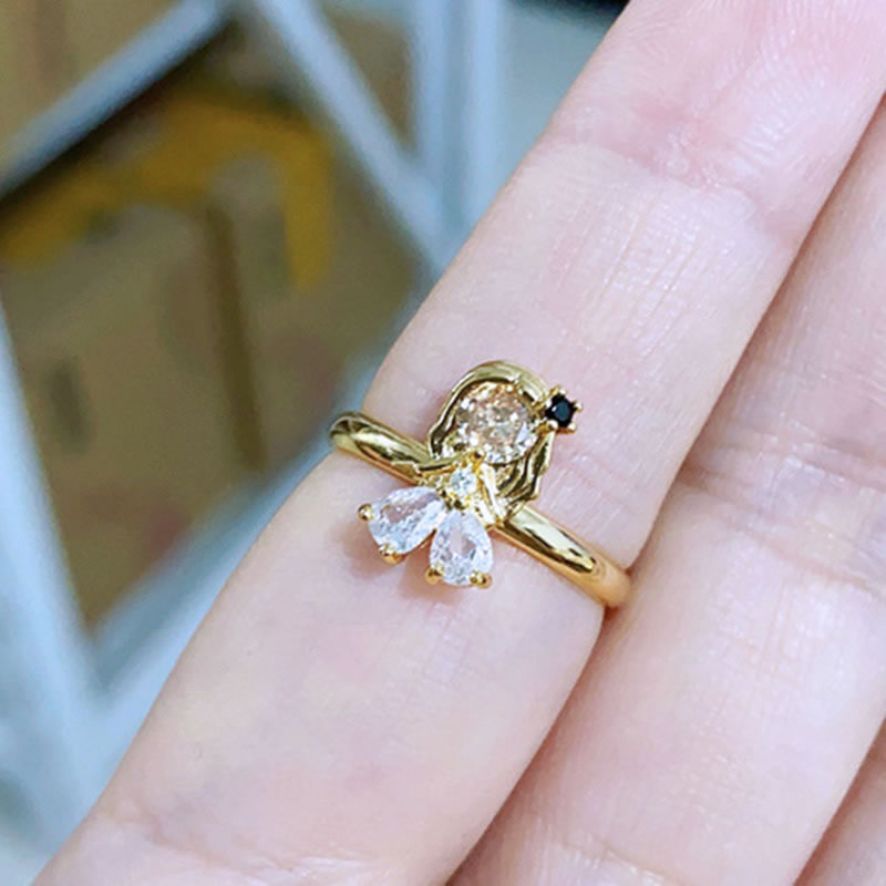 Fashion 1# Gold Plated Copper Zirconia Princess Ring