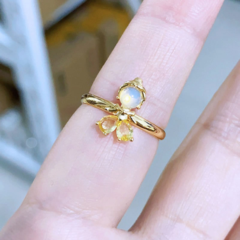 Fashion 1# Gold Plated Copper Zirconia Princess Ring