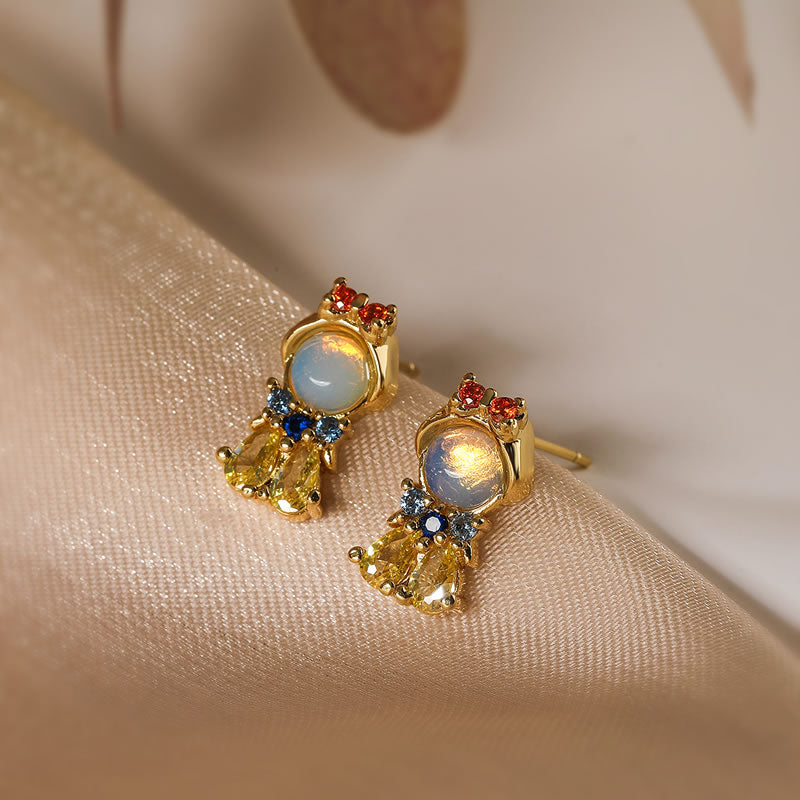 Fashion 1# Gold-plated copper princess earrings with zirconium