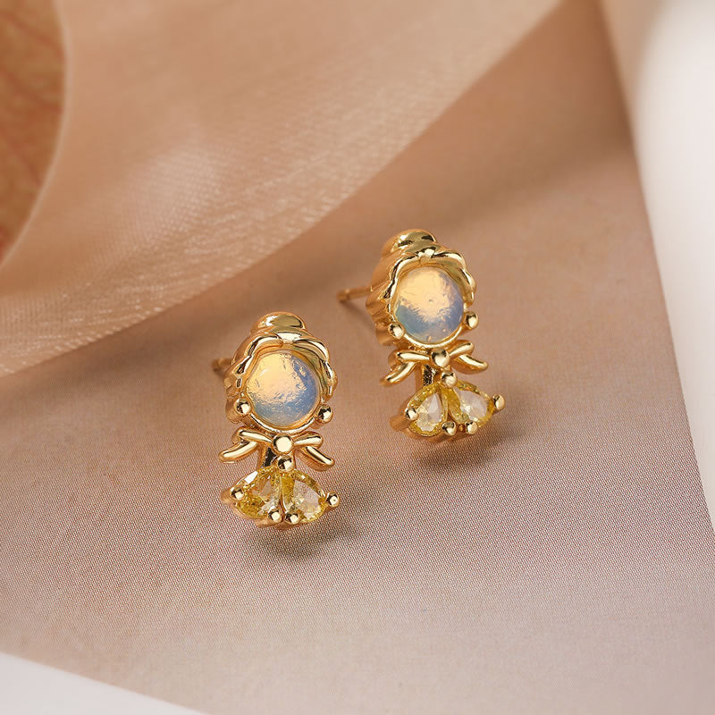 Fashion 1# Gold-plated copper princess earrings with zirconium