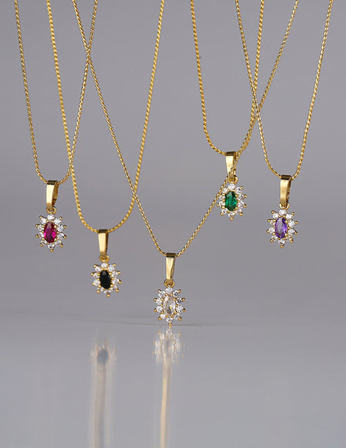 Fashion 1 Pair Of White Diamond Earrings Bronze Zirconium Geometric Oval Stud Earrings