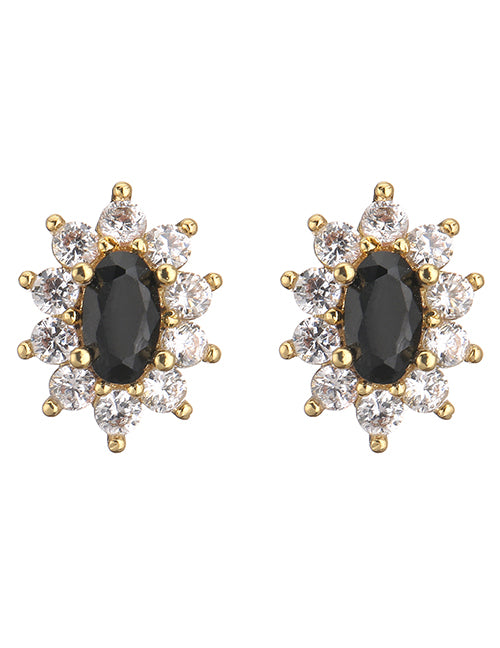 Fashion 1 Pair Of White Diamond Earrings Bronze Zirconium Geometric Oval Stud Earrings