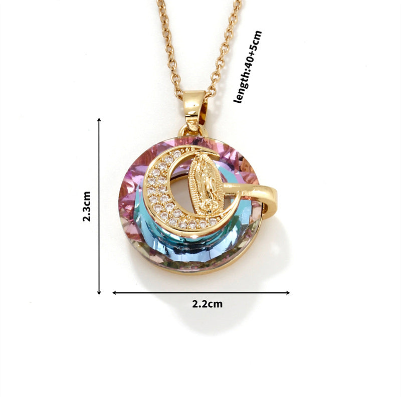 Fashion 1# Stainless Steel Diamond Moon Necklace