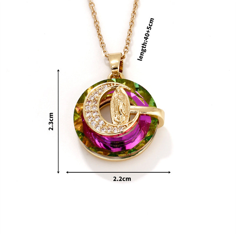 Fashion 1# Stainless Steel Diamond Moon Necklace