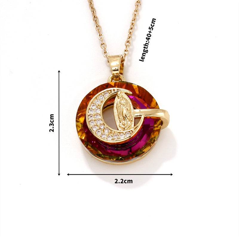 Fashion 1# Stainless Steel Diamond Moon Necklace