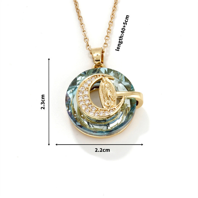 Fashion 1# Stainless Steel Diamond Moon Necklace