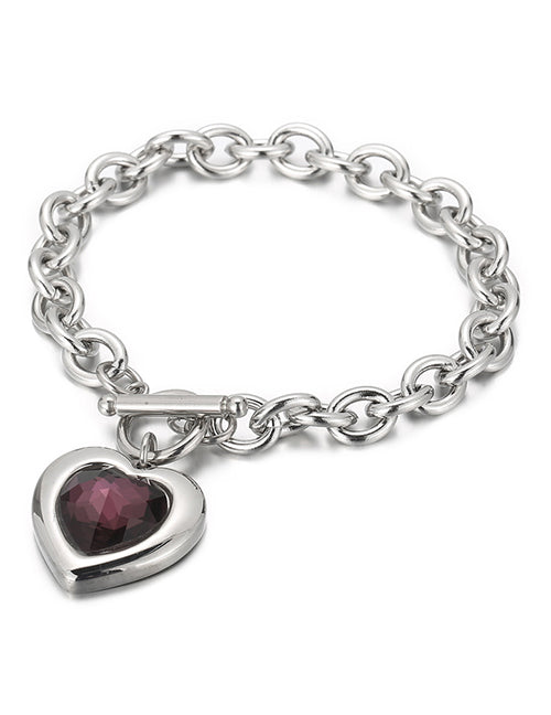 Fashion 1# Titanium Diamond Heart Ot Buckle Bracelet
